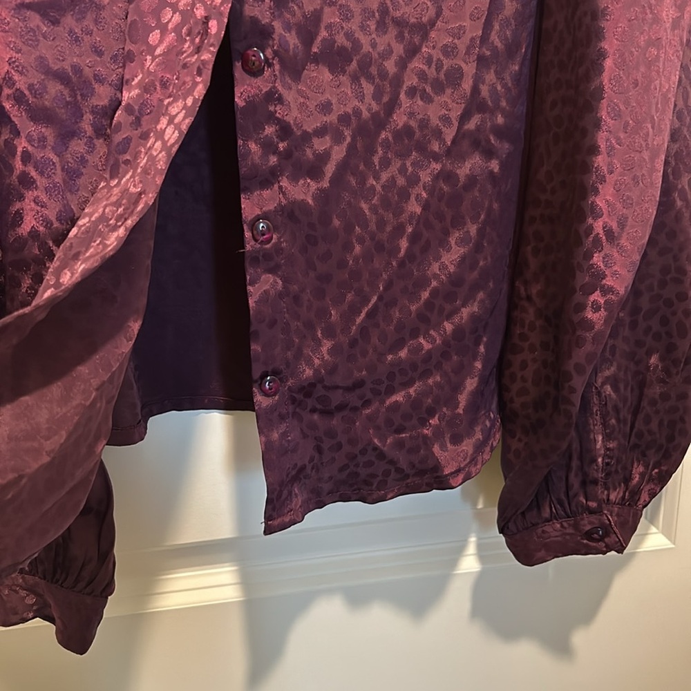 Express Statement Shoulder Blouse Plum Purple - image 4